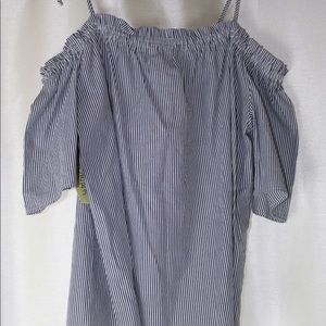 Off shoulder stripped shirt